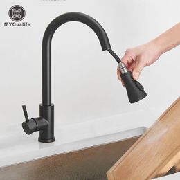 Keukenkranen zwart uittrek eruit gootsteen kraan gemonteerd stream spuit mixer tap badkamer koud 221103