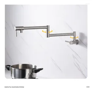 Robinets de cuisine en acier inoxydable noir, robinet d'eau mural pliant et rotatif, filtre à Pot, accessoires de robinet froid unique