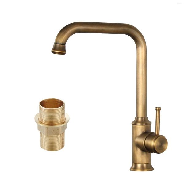 Robinets De Cuisine En Laiton Monotrou Rétro Antique Lavabo Robinet Pivotant Bassin Mélangeur Levier Robinet Haut