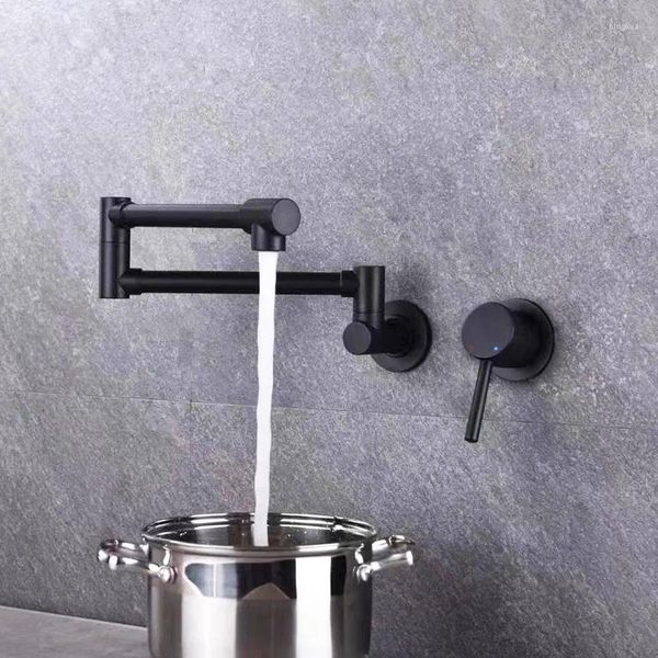 Robinets de cuisine en or brossé, robinet rotatif mural et pliable à froid, mitigeur pivotant en laiton noir