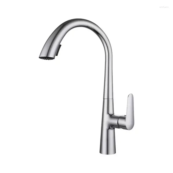 Robinets de cuisine, pistolet gris brossé, robinet extractible, robinet d'eau d'évier, mitigeur à poignée unique, douche rotative à 360 degrés