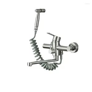 Robinets de cuisine nickel brossé 304 robinet d'évier en acier inoxydable long sperme à 360 mélangeur de rotation de rotation