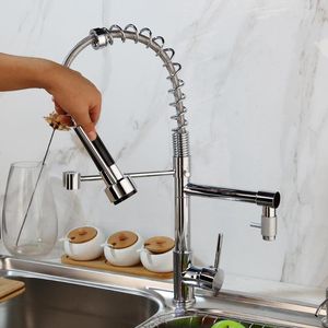 Keuken Kranen Chrome Kraan Badrandcombinaties Mengkraan 360 Graden Rotatie Stream Sproeier Nozzle Trek Sink Koud