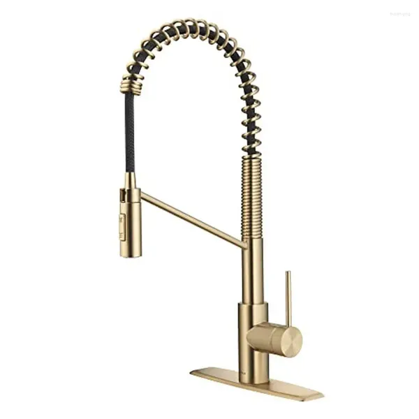 Grifos de cocina Cepillado de latón cepillado montone un solo manejo ecológico 1.75 GPM Tecnología giratoria de bocanado de bronce sin manchas de bronce pesado