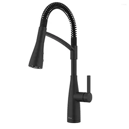 Robinets de cuisine robinets commerciaux pull-bower pulvérisateur à arc élevé finition noire mate pas de fuite facile à installer une durabilité économe en eau