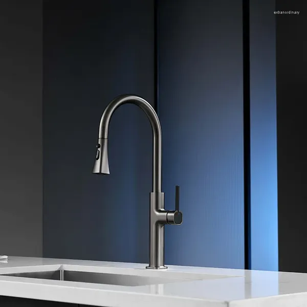 Grifos de cocina, accesorios de mezcla de agua fría extraíbles multifuncionales contemporáneos, lavabo para lavar platos, grifos