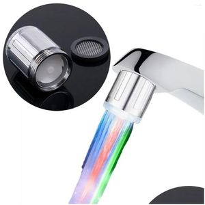 Robinets de cuisine Robinet d'éclairage LED créatif Lumières 7Color Mélangeur de douche Pulvérisateur de salle de bain sans alimentation externe Livraison directe H OTC3F