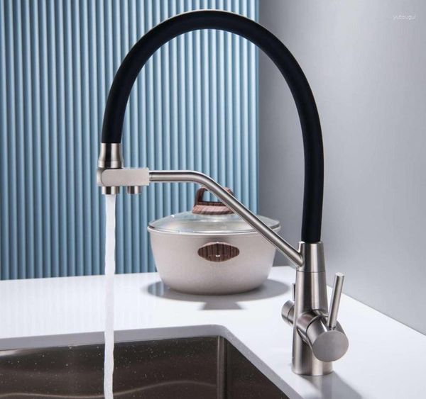 Robinets de cuisine transfrontaliers en acier inoxydable 304, robinet d'eau douce trois en un, robinet d'évier et d'eau froide, vente en gros