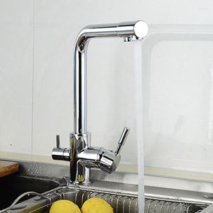 Grifos de cocina cubiertos de doble mango dual soporte para un solo orificio mezclador grifo de latón j14158