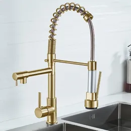 Robinets de cuisine dqok zwart geborsteld lete track down lavabre kraan chaud koud water mixer tap met double uitloop pont gemonteerd