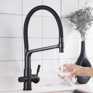 Robinets de cuisine Dual Spout Filtre Filtre Mélangeur de robinets à 360 degrés Rotation Purification de l'eau Tapis