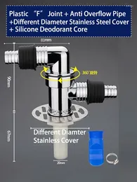 Grifos de cocina F Conjunta anti -Overflow Tipa de acero inoxidable Cubra de silicona Cónete de desodorante para desagüe de la lavadora