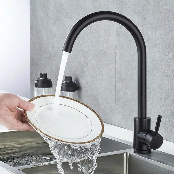 Robinets de cuisine, robinet mitigeur d'eau froide à Rotation de 360 degrés, lavabo à levier unique, accessoires de salle de bains