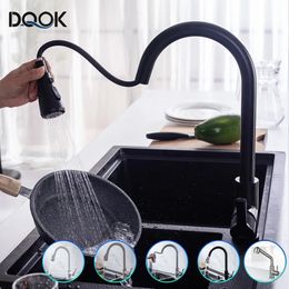 Keukenkranen Kraan Zwarte Kraan Uittrekbare Sink Mixer Geborsteld Nikkel Streamen Sproeierkop Chroom Water 231026