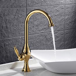 Keuken kranen kraan koper Europese stijl enkel gat handvat koud en water mixer tap dek gemonteerd badkamer wastafel bassin