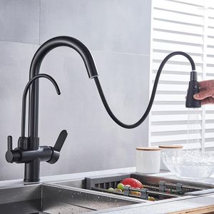 Robinets de cuisine Robinet Pull Out Brass Water Tap Direct Drinking Three Ways Sink Mixer Purifier