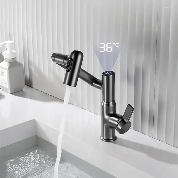 Grifos de cocina Grifo Pantalla digital inteligente Rocker Baño Fregadero Lavabo Grifo Autocaravana y lavado de raspado