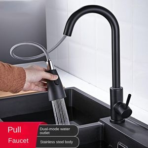 Robinets de cuisine robinet mitigeur d'eau froide en acier inoxydable 2 fonctions pulvérisateur de flux mitigeur robinets extractibles