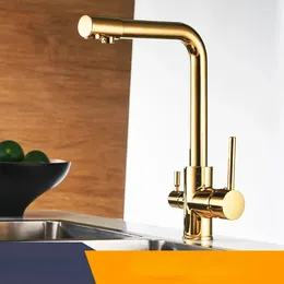 Robinets de cuisine robinet filtré purificateur en laiton double pulvérisateur robinet d'eau potable mélangeur d'évier 360 Rotation Torneira