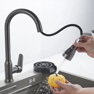 Robinets de cuisine gris robinet monotrou bec extractible évier mitigeur jet pulvérisateur tête ChromeBlack 231030