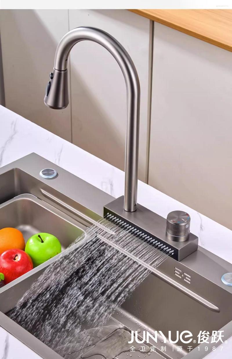 Mutfak muslukları yüksek uç feiyu şelale outlet sebze yıkama soğuk ve evrensel çekme musluğu