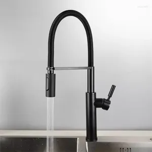 Robinets de cuisine en laiton de haute qualité, robinet d'évier de luxe à ressort extractible, robinet d'eau froide avec 2 modes de pulvérisation, un trou moderne