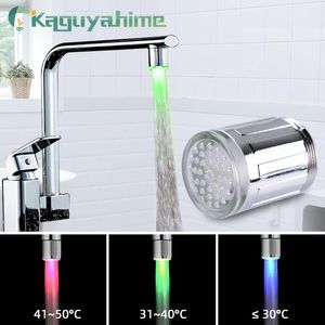 Keuken kranen kaguyahime led waterkraan kleurrijke douchekop tap accessoires 3 kleuren 7 glow mondstuk voor badkamerlicht