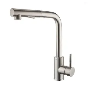 Kitchen Faucets Longan Commercial Faucet Water Tap 304 Stainless Steel With Pull Out Sprayer Mixer Sink