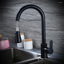 Robinets de cuisine Robinet d'évier flexible coulissant de luxe Robinet mitigeur d'eau de douche à montage sur pont 360 Rotation Robinets en cuivre froid