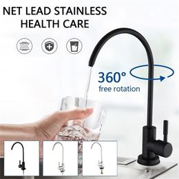 Keukenkranen Mat Black 1/4 "Directe drink Tap ro zuiveringssysteem omgekeerde osmose gootsteen kraan enkele handgreep 221109