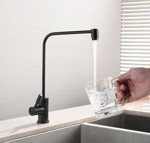 Robinets de cuisine purificateur d'eau en laiton noir mat robinet à boire direct évier robinet pur