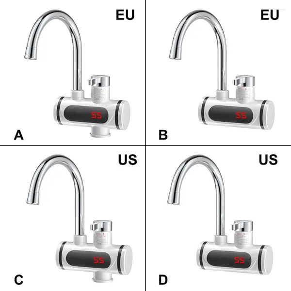 Grifos de cocina mezclador calentador de agua eléctrico pantalla LED giratoria de 360 grados grifo de fregadero 220V/110V 3000W entrada inferior enchufe de la UE