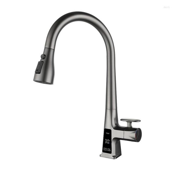 Robinets de cuisine Équipement de robinet d'eau moderne et froide Ajustez avec précision la température Les lumières LED indiquent la température.