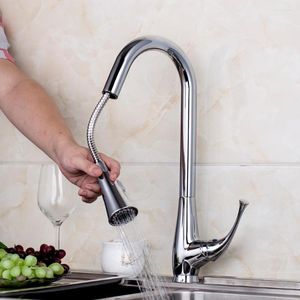 Keukenkranen Moderne luxe kraan Trek de thermostatische gootsteenbassin Mixer Tap Swivel Brass Rainfall uit