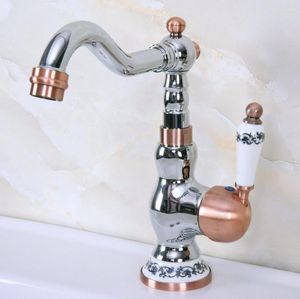 Robinets De Cuisine Chrome Poli Antique Cuivre Rouge Laiton Mitigeur Un Trou Salle De Bains Lavabo Évier Bec Pivotant Robinet Mitigeur Mnf906