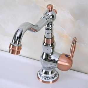 Keukenkranen gepolijst chroom rood koperen koper keramische rekspuit enkele handgreep keuken/bar badkamer wastafel kraan koude mixer tap