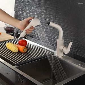 Grifos de cocina Grifo extraíble Acero inoxidable Cuarzo Piedra Fregadero Avena Blanco Vegetal Lavabo Giratorio