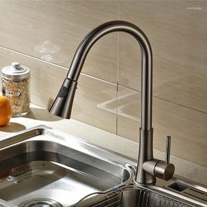 Robinets De Cuisine Pull Out Spray Mitigeur Bec Pivotant Moderne En Laiton Brossé Nickel Navire Évier Mitigeur Eau LK-9908Kitchen