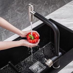 Robinets de cuisine en pierre de Quartz, robinet extractible rotatif universel, évier double Modes d'écoulement froid et contrôle salle de bains