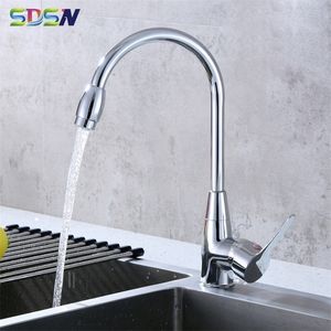 Keuken kranen SDSN gepolijst chroom keukenkraan vaste messing aanrecht mixer tap enkele hendel bil koude water kranen t200424