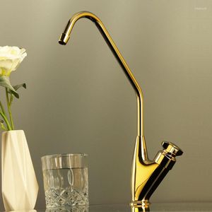 Keukenkranen Glanzend Gouden Drinkkraan Goud Waterfilter Kraan Volledig Messing Materiaal