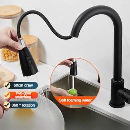 Keukenkranen Eendengat uit trek eruit gootsteenmixer Tap 2 functiestroom spuitkraan kranen roestvrijstalen roteerbare koude water kranen