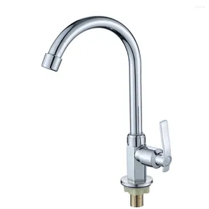 Robinets de cuisine mitigeurs d'évier bec pivotant robinet d'eau froide à levier unique accessoires de robinetterie chromés modernes