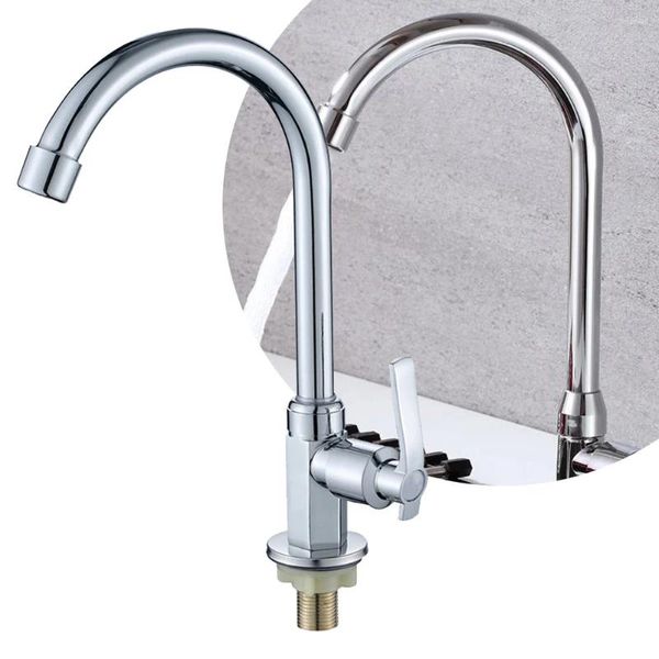 Robinets de cuisine mitigeur d'évier bec pivotant, robinet d'eau froide à levier unique, robinet chromé moderne, outils pour la maison, accessoires