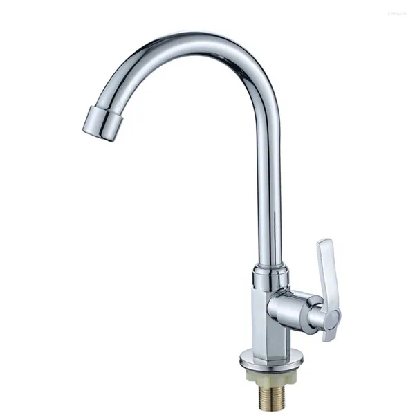 Robinets de cuisine mitigeurs d'évier bec pivotant robinet d'eau froide à levier unique accessoires de robinetterie chromés modernes