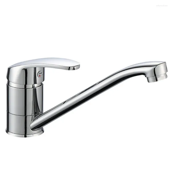 Grifos de cocina Fregadero Lavabo Grifo Baño Monomando Grifo mezclador de agua fría Caño largo Cromo plateado