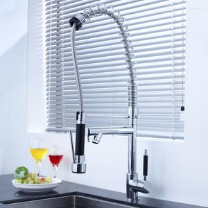 Keukenkranen Spring Trek de kraan omlaag mondstuk dubbele modus Watermixer enkele handvat Koud 2 uitlaatdouche Douche Swivel Taps