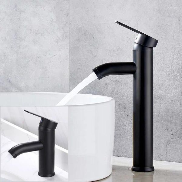 Grifos de cocina Grifo de acero inoxidable y frío Estilo europeo Lavabo de encimera negro Baño de lavado