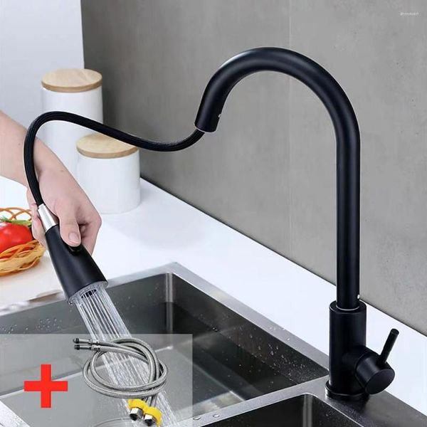 Grifos de cocina Grifo de agua de acero inoxidable Fregadero de rotación retráctil Lavabo de platos domésticos fríos Baño de casa