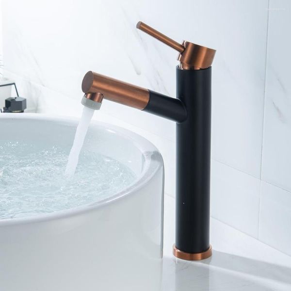 Grifos de cocina Suoying Baño Lavabo Grifo Gabinete Fregadero Un solo orificio y frío Mezclado Negro Oro